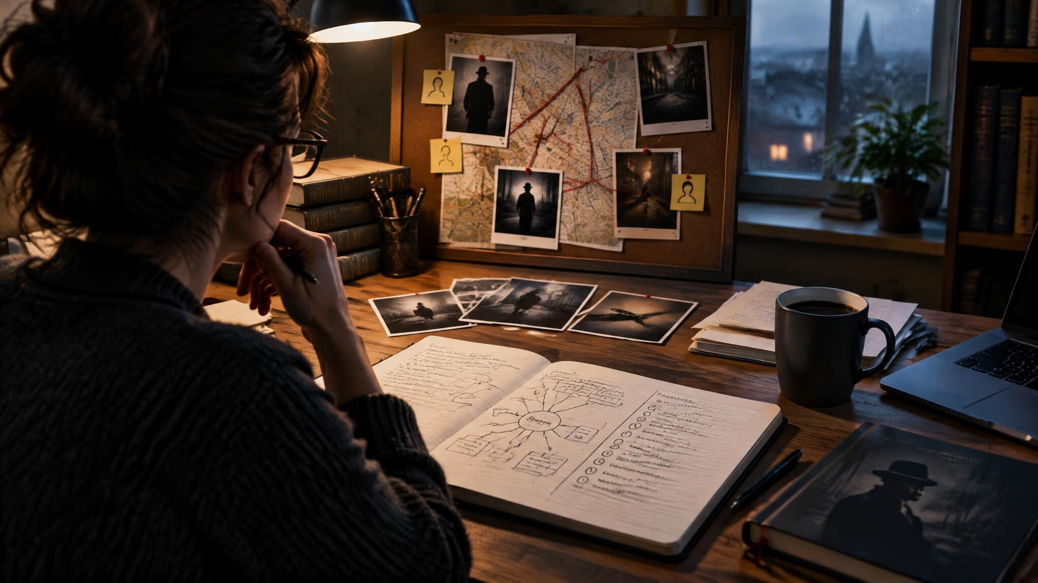 mystery writer planning plot