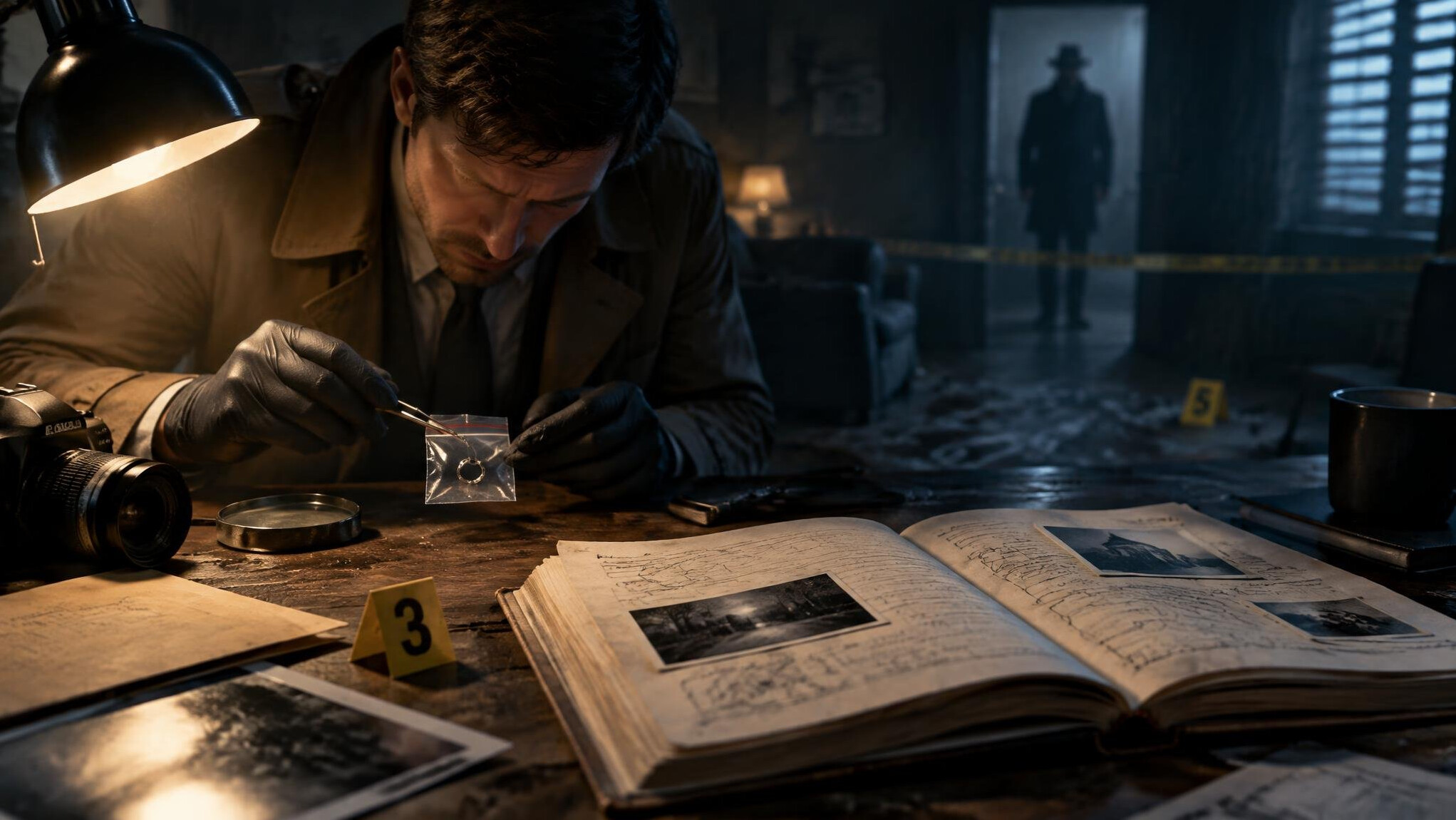 detective investigating clues