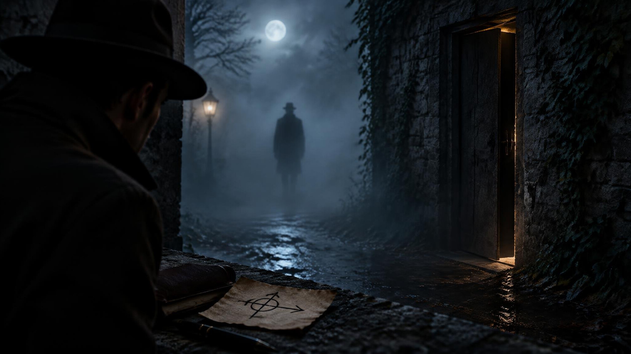 mysterious person in fog