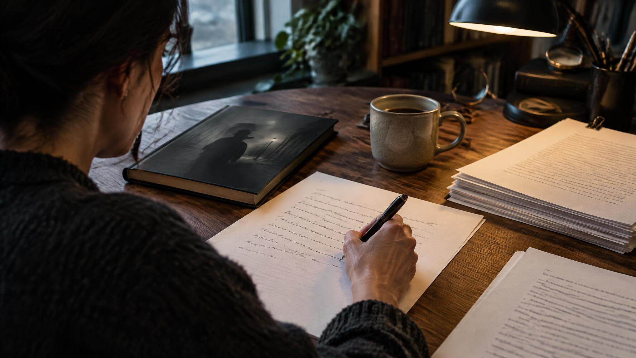 author writing mystery novel